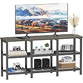 Furologee TV Stand, 43 Inch Entertainment Center with 3-Tier Storage Shelves, Industrial Media Console Table for TVs up to 50 Inch, Television Stands for Living Room, Bedroom, Light Black Oak