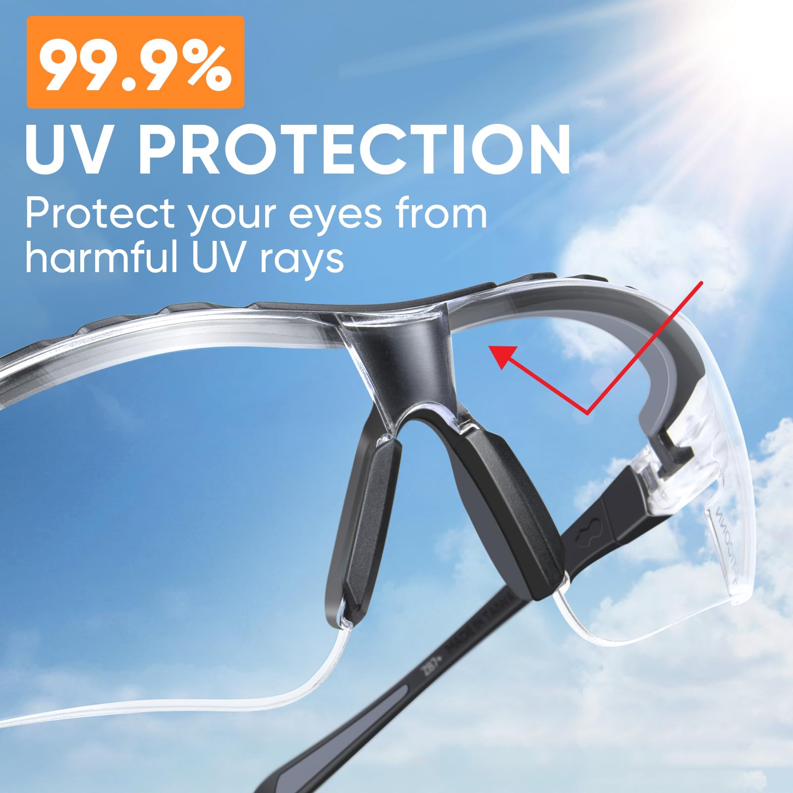 TICONN Anti-Fog Safety Glasses for Men and Women, ANSI Z87.1 Scratch Proof Eye Goggles with Adjustable Arms and UV Protection