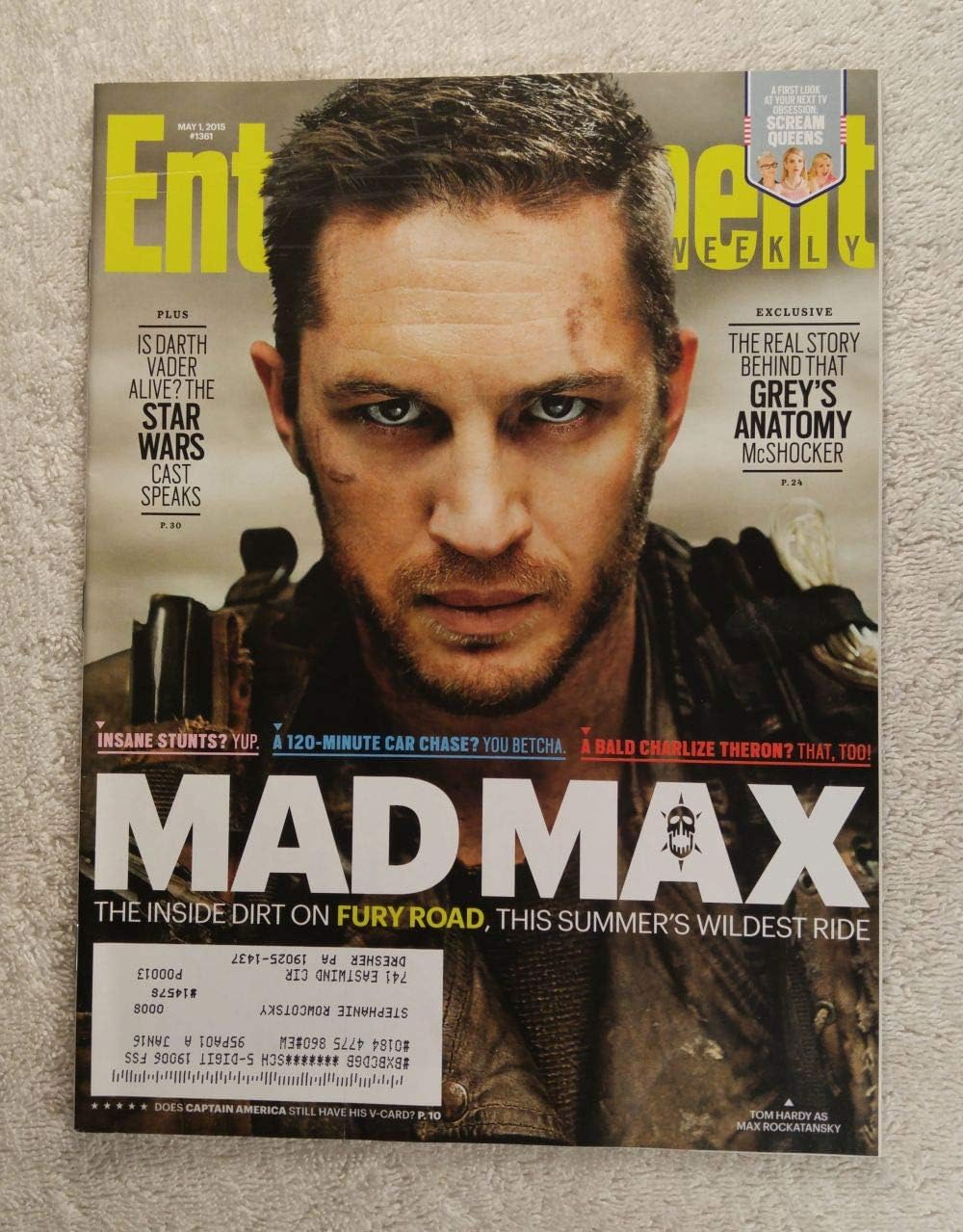 Tom Hardy Max Rockatansky Mad Max Fury Road Entertainment