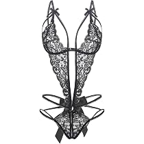 Donnalla Lingerie for Women Deep V Lace Teddy One Piece Lingerie ...