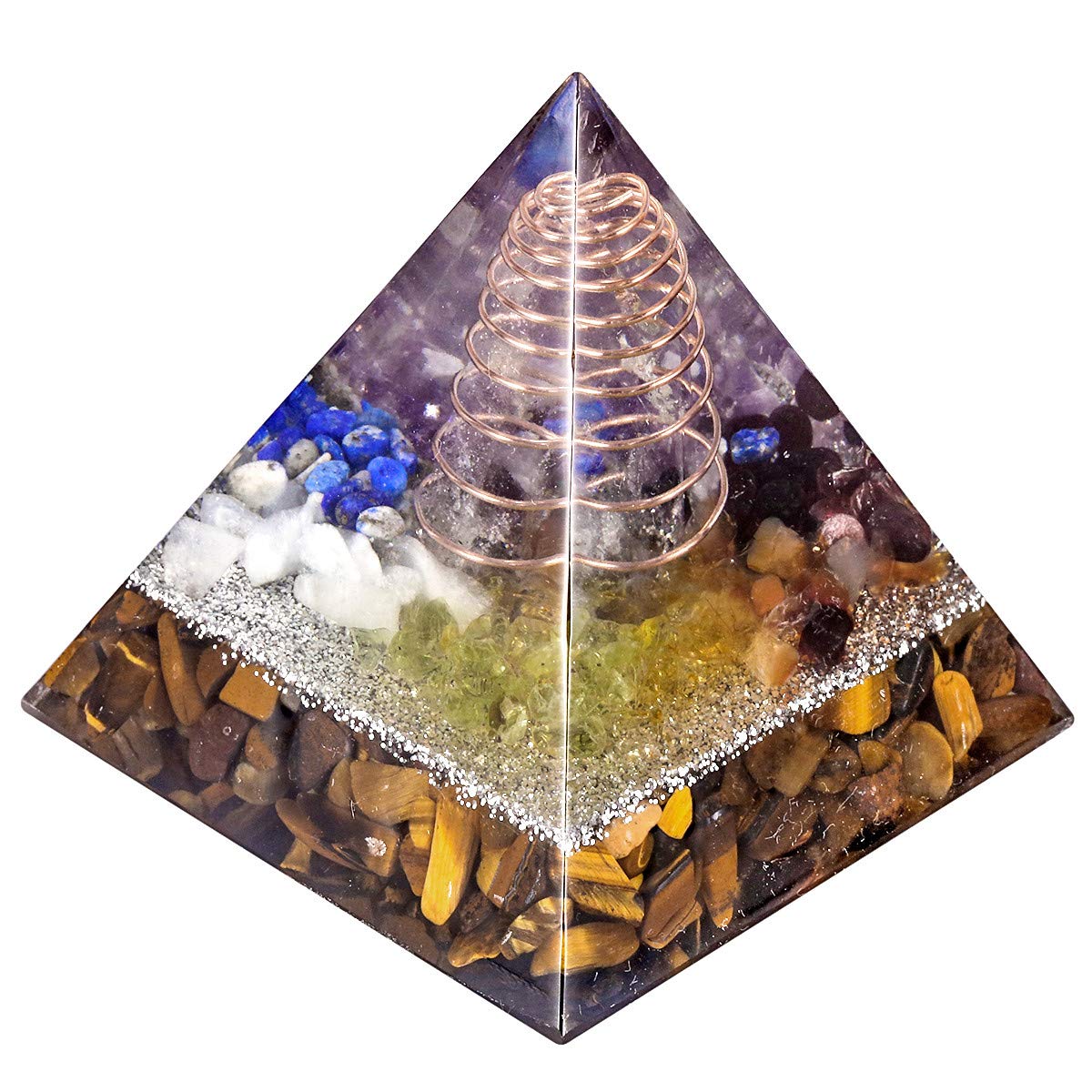 Nupuyai Tiger's Eye Healing Crystal Pyramid for Protection, Chakra Energy Crystal Quartz Points Decor 5cm
