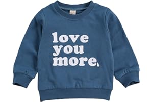 KMBANGI Toddler Baby Boy Girl Valentine 's Day Sweatshirt Love You More Pullover Tops Casual Unisex Baby Clothes