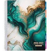LITE TEACHER PLANNER - Aug 2026-Jul 2027, 8.5" x 11" Daily Weekly Monthly Organizers - Includes 7 Periods, Dated Calendar, Page Tabs, Bookmark, and Planning Stickers (Teal Gold Marble)
