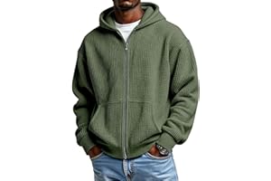 Zip up Hoodies for Men Mokaloha Waffle Jackets Workout Sports Hooded Sweatshirts Causal Long Sleeve Coat with Pockets