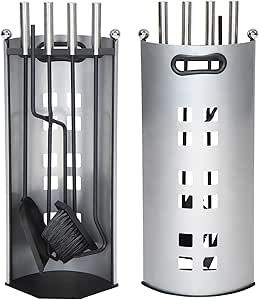 Jago - Kit de accesorios para chimenea (soporte, atizador, tenaza, pala