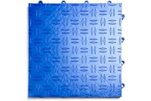 Big Floors GarageTrac Diamond, Durable Copolymer Interlocking Modular Non-Slip Garage Flooring Tile (24 Pack), Royal Blue