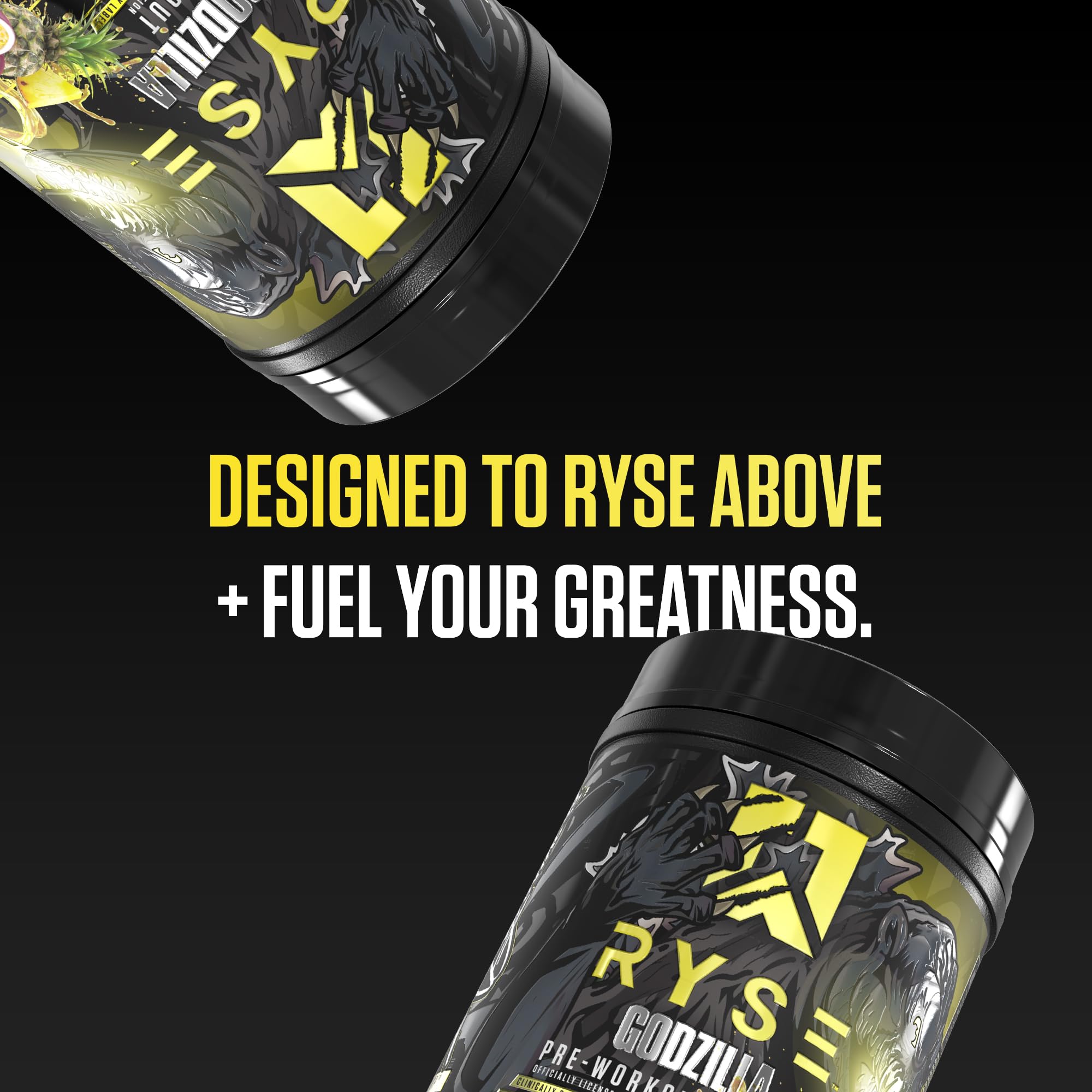 RYSE Godzilla X Noel Deyzel Pre Workout Powder - Passion Pineapple - 400mg Caffeine, High Stim Pre-Workout for Men & Women with Citrulline & Beta Alanine - Energy, Pump & Focus - 20/40 Servings