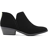MARCOREPUBLICManchester Women's Cut-Out Side Low Chunky Stacked Block Heels Ankle Booties Boots