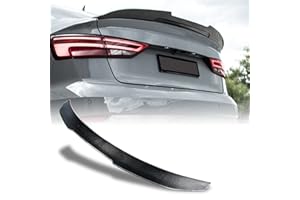 AeroBon Real Carbon Fiber Trunk Spoiler Compatible with 2013-2020 Audi A3 S3 RS3 (8V) Sedan (H Style)