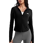 K-SWISS Women's Cropped Workout Jacket - Zip Up Slim Fit Lightweight Tops - Athletic Jackets with hood & Thumb holes