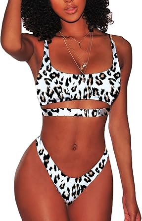 scoop neck cutout bikini top