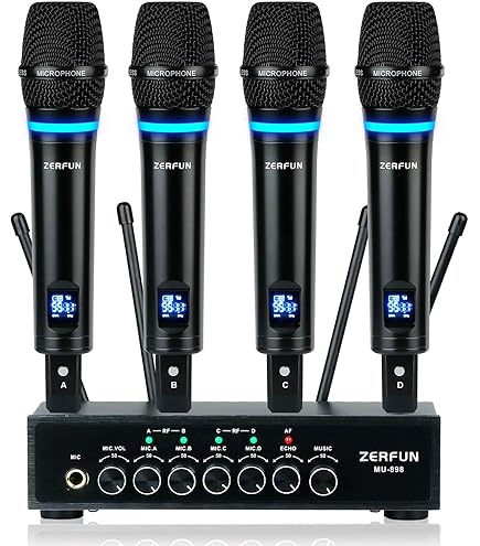 UHF WIRELESS MICROPHONE ワイヤレスマイクセット Amazon.com: MIZISNR UHF Wireless Microphone Systems, 4 Channels