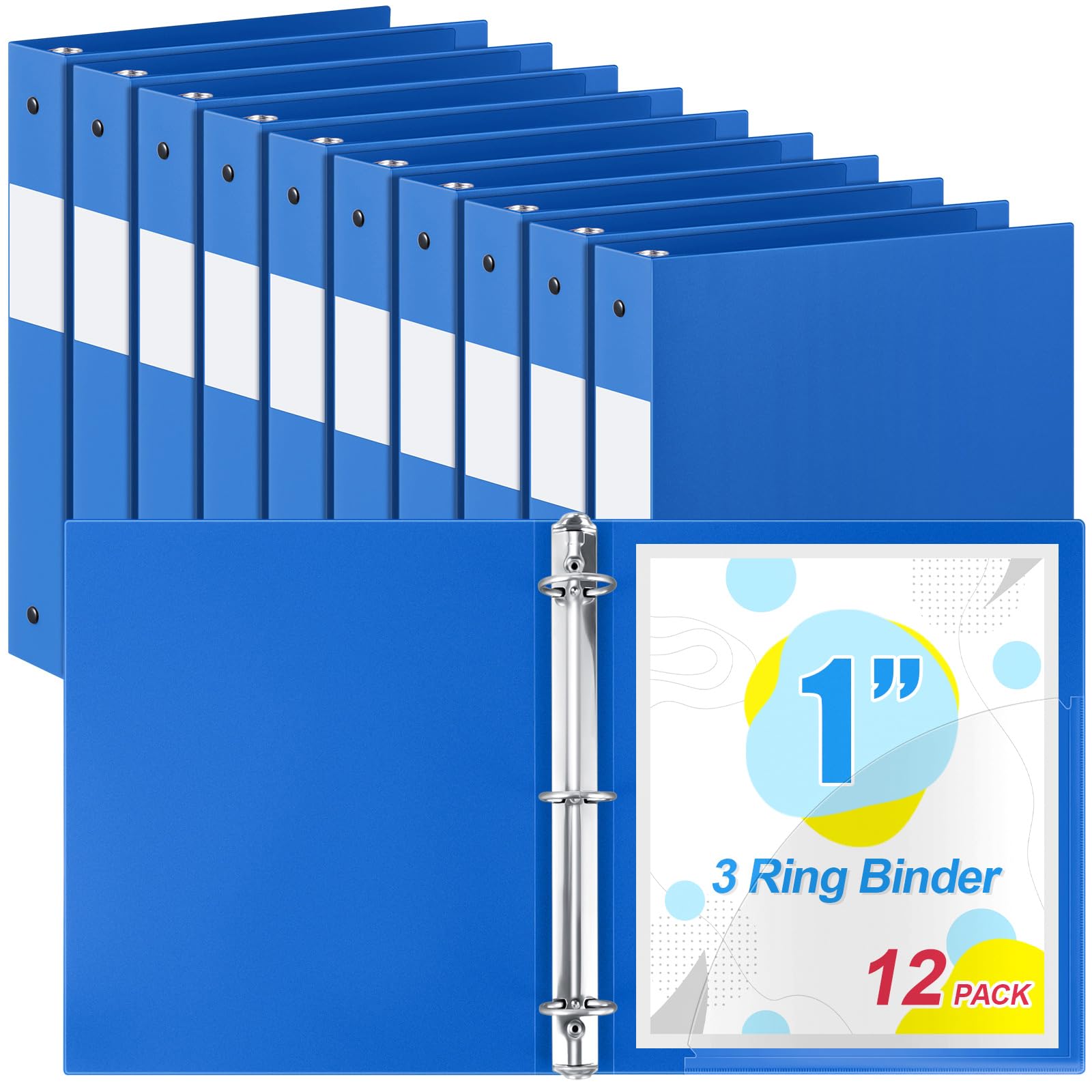 Photo 1 of Skyygemm 12 Pcs 1 Inch 3 Ring Plastic Binder Flexible Binders Bulk Fits Letter Size 8.5'' x 11'' Paper Holds up to 225 Sheets with 1 Pockets Versatile Binder for School Office Home (Blue)