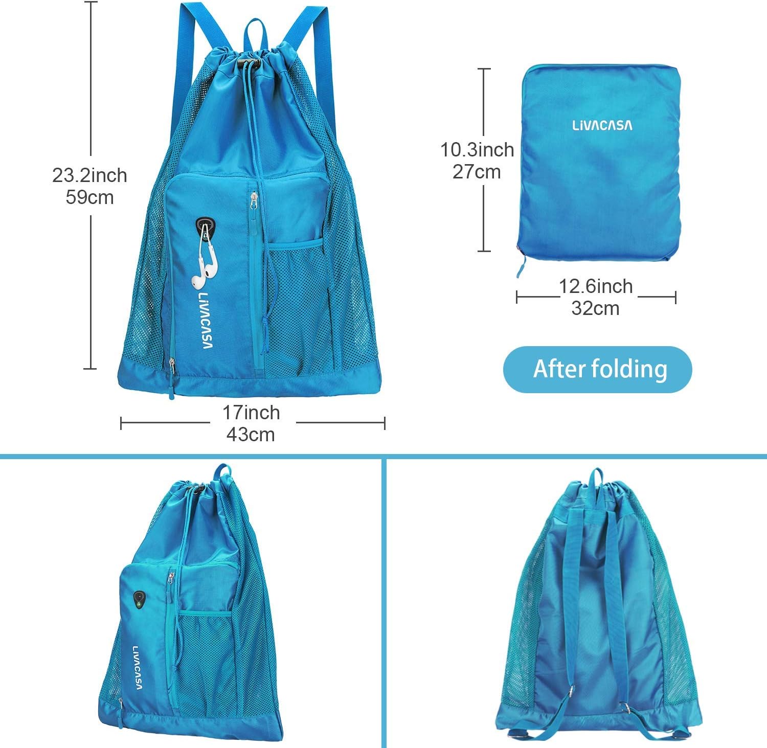 Sacca mare borsa zaino palestra da uomo grande per sport sportiva viaggio  gita | eBay