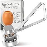 Egg Cracker Tool, Stainless Steel Topper, Spring-Loaded, Clean Cut | Egg Shell Opener, Adjustable Effort, Ergonomic Handle, No Shell Bits, Fits M to XL, for Raw, Soft &amp; Hard Boiled Eggs