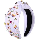 boderier Easter Headband Beaded Bunny Easter Egg Headband Jeweled Crystal Embellished Knotted Holiday Hair Accessories (Basket Bunny-White)