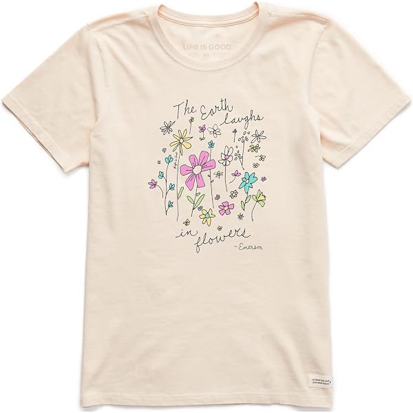 Life Is Good Women's Crusher Tee - Three Daisies Graphic, Cornflower Blue, X-Small - View #5