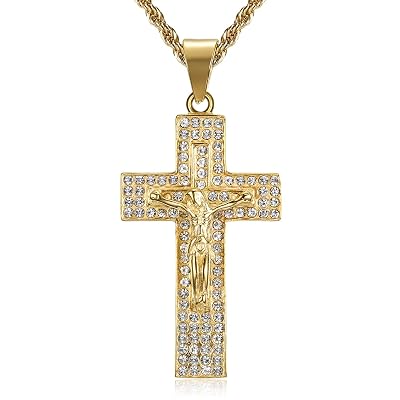 Popular Jesus Cross Pendant Stainless Steel Fashion Christian Jewelry 24k Gold Crucifix Men S Pendant Necklace Graduation Gift