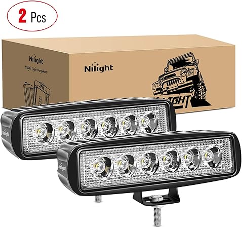 Amazon Nilight Ledライトバー2個18 Wスポット運転フォグライトoff Road Lightsボートライト運転ライトled作業 ライトsuvジープランプ 2年保証 ライト ランプ 車 バイク