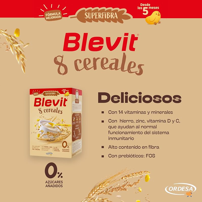 Superfibra 8 Cereais | 500g | Papas para bebés a partir dos 5 meses com vitaminas, minerais e fibra — foto 5 de 8