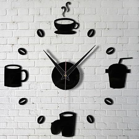 DIY moderno decoración del hogar taza de café Cocina Pared Relojes