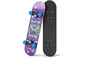 RUDE BOYZ 24" Mini Complete Skateboard | Maple Wood | ABEC 7 Bearings | Double Kick Concave Deck | Kids Skateboard, Ideal Kids Cruiser Skateboard Ages 5-8