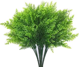 CATTREE Artificial Ferns Shrubs Bushes, Faux Plastic Plants Fern Leaves Fake Persian Grass Wedding Indoor Outdoor Home Garden Verandah Kitchen Office Table Centerpieces Arrangements Decoration 4 Pack