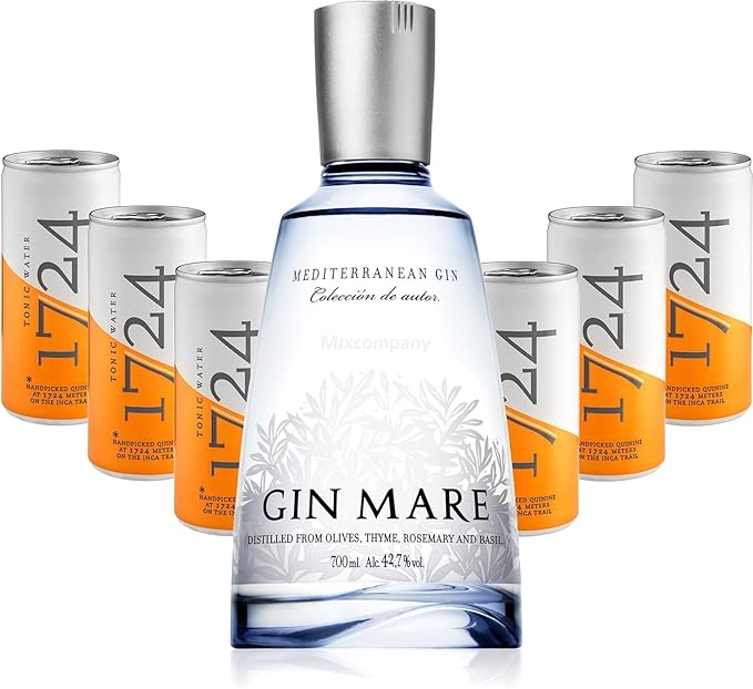 Gin Tonic Set - Gin Mare Mediterranean Gin 70cl (42,7% Vol) + 6x 1724 Tonic Water 200ml Dosen inkl. Pfand -[Enthält Sulfite]