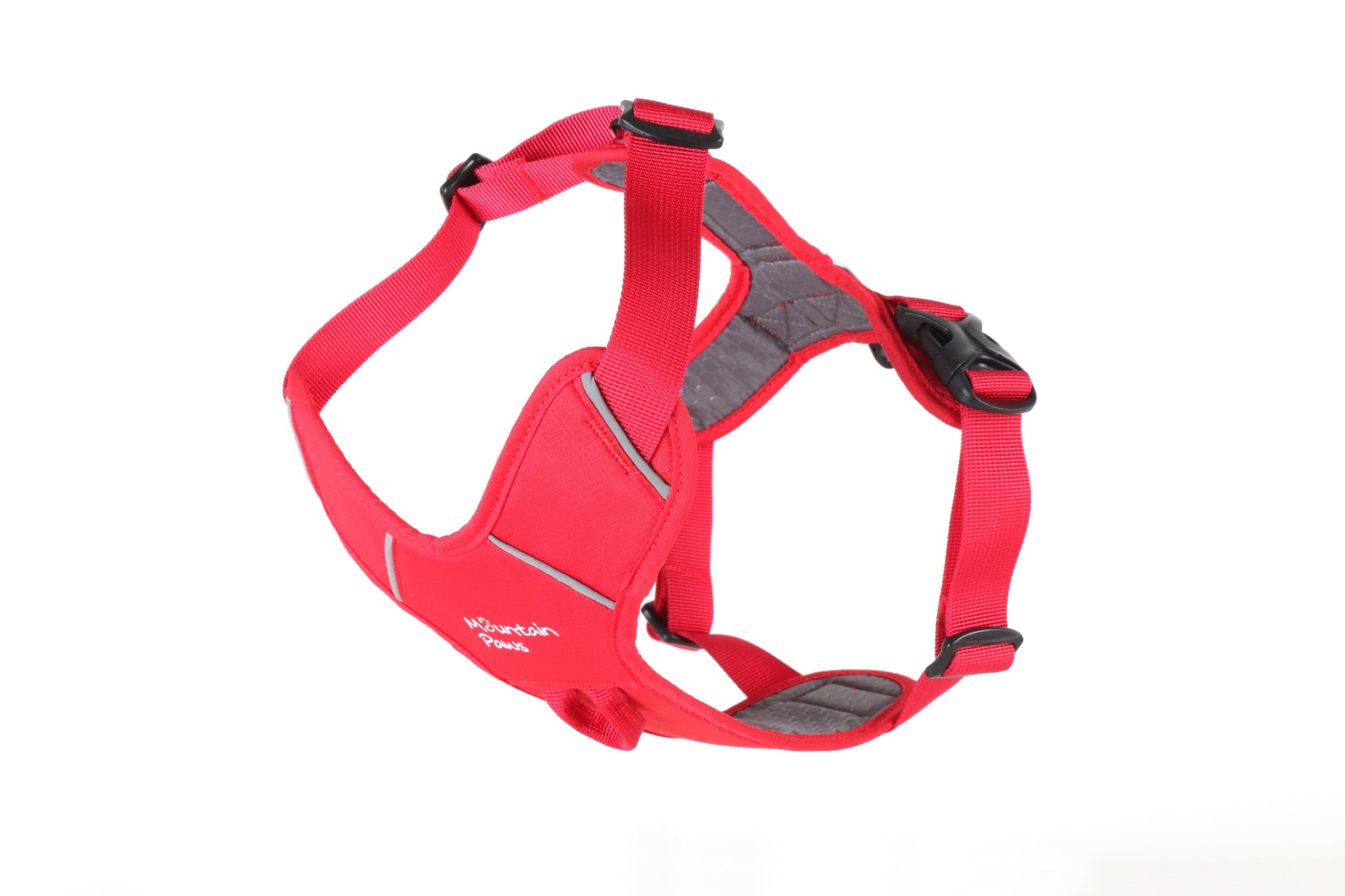 Mountain Paws Dog Harness | To Fit Chest Sizes 45–108cm, Foam Padded With Reflective Piping, Medium, Red