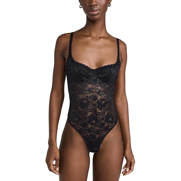 ボディ・フェイスケア CARTER Bardot Women's Carter Diamante Thong Bodysuit, Black, XS at Amazon