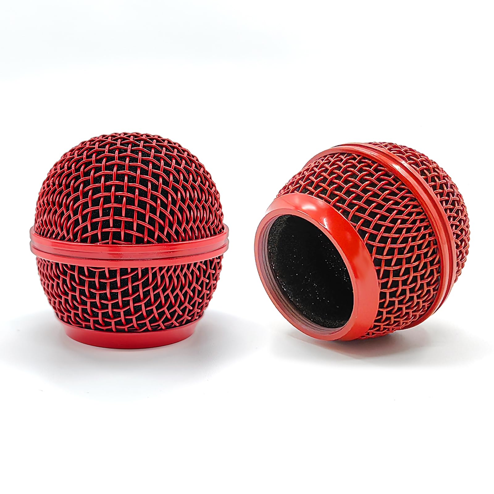 Musiin microphone replacement grille for SM58, SM58-LC, SM58S, BETA 58A, SV100, PGX24, SLX4 microphone head cover, ball grille, pickup head parts (red 2 Packs)