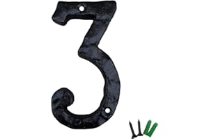 YICC 5.5 Inch House Numbers, Cast Iron Home Address Number/Mailbox Number, Black Finished (Number 3)