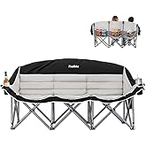 Thallike Double Camping Chair – 2-3 Person Outdoor Folding Sofa with Cup & Wine Glass Holders – Oversized Loveseat Camping Couch for Campfire, RV, Backyard – Supports Up to 1050 lbs