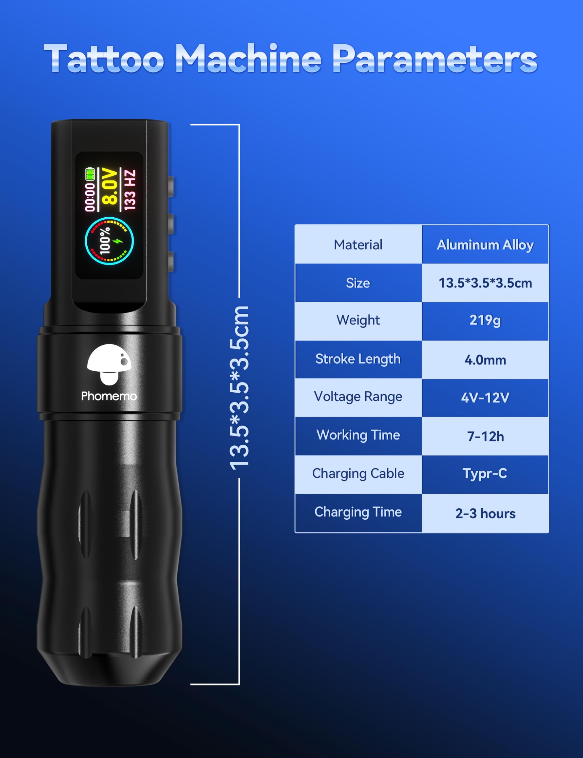 Phomemo Tattoo Gun Kit, Wireless Tattoo machine Kit for Beginners Complete Set, Tattoo Pen with 20 Tattoo Cartridge Needles, Tattoo Practice Kit with 1 Batteries