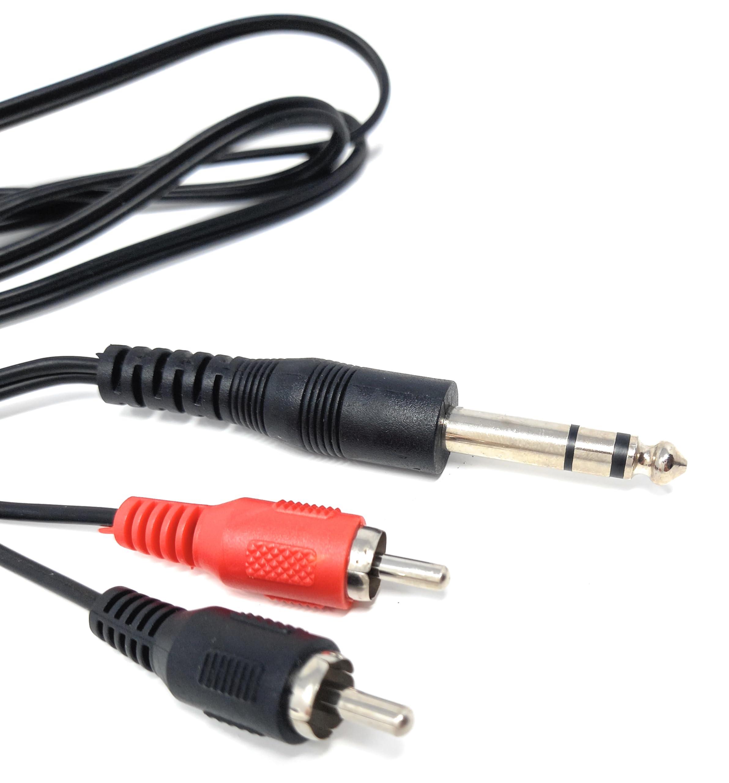 DRUT 1m 6.35mm Stereo Jack to 2 x RCA Phono Plugs Stereo Cable, TRS to RCA Audio, 1/4'' Jack to 2 RCA Male Y Splitter Lead (3.3ft)