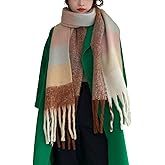 TYHOTULY Chunky Scarf for Women Winter Plaid Thick Warm Long Shawl Wraps Cold Weather Big Christmas Fashion Blanket Scarves