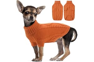ALAGIRLS Classic Turtleneck Dog Sweater Cat Clothes for Small Doggies Kittens, Keep Warm Dog Coat Soft Knit Pet Sweater, Halloween Christmas Holiday Themed Pet Outfits Apparel, Caramel S