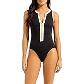 Seafolly Womens Zip Front One Piece