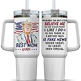 VAATOO Mama Eleven Funny To Mommy Mother Straws Day For Water Cups Modern Handle Simple, Trump Best Mom Gifts, Tumbler 40 Oz With Handle Lid And Straw, Trump Best Mom Ever Us