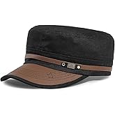 Men Flat Top Hat Cadet Army Cap Twill Cotton Baseball Military Cap