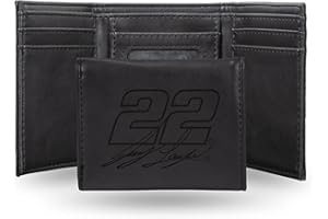 Rico Industries - Joey Logano No. 22 - Premium Laser Engraved Vegan Black Leather Tri-fold Wallet - Slim yet Sturdy Design - Perfect to Show Your NASCAR Loyalty or Gift