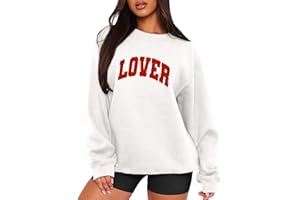 MAPICK Valentine Sweatshirts for Women Lover Glitter Patch Pullover Sweaters Long Sleeve Oversized Tops