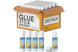 E-CLIPS USA Glue Sticks Bulk (250 Pack), Washable Glue Sticks for Kids, Craft Glue for School Supplies, .28 oz, 8 Grams (250 Pack)
