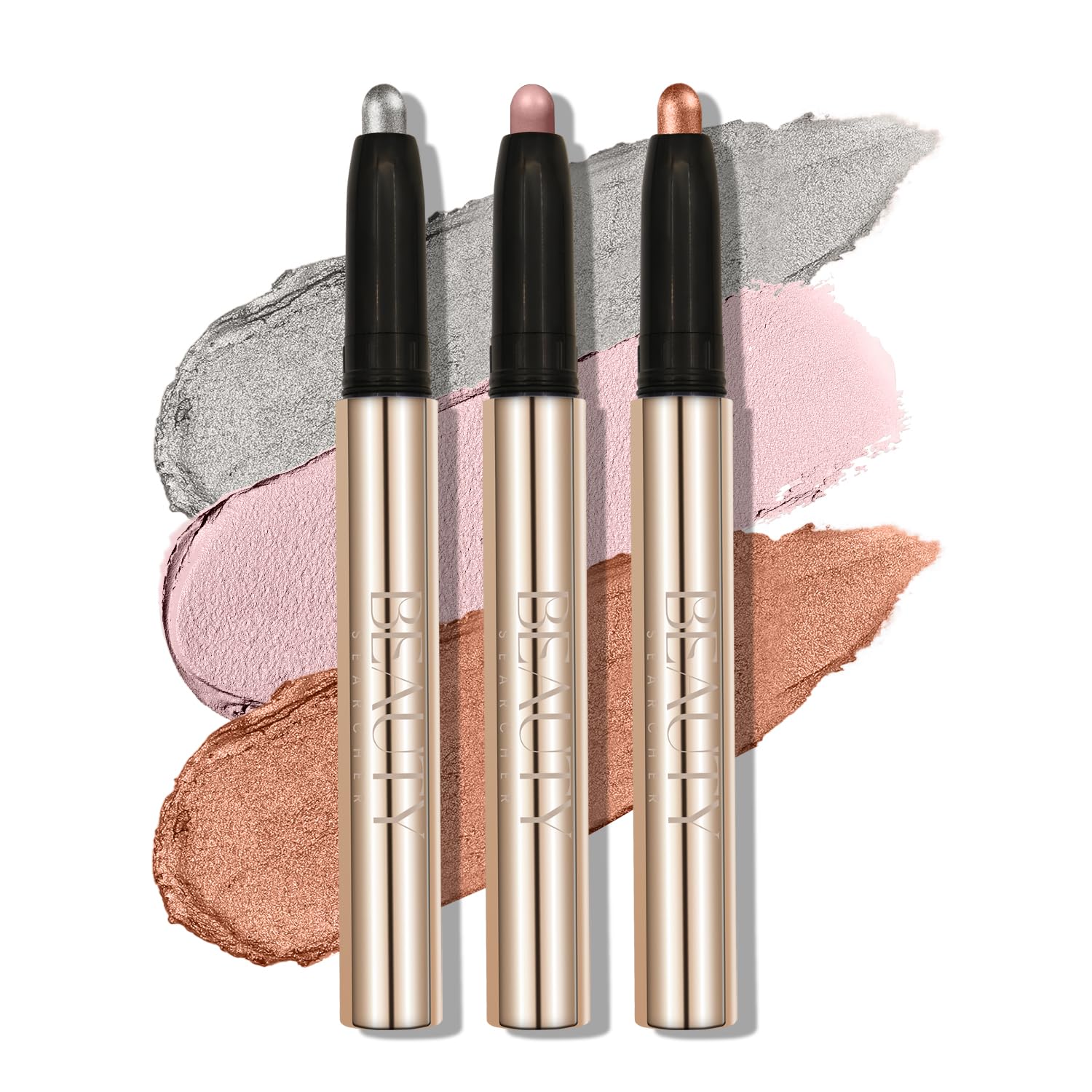 XINYUNXIN 3PCS Eyeshadow Stick, Multi-Coloured Eyeshadow Pencil Set, Waterproof Creamy Long-Lasting Eye Makeup, Natural & Shimmer Shades Contour Stick, Women's Make-up (#C)