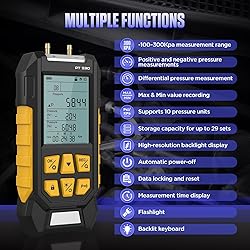 LUTIFIX Manometer, Dual-Port HVAC Manometer with 7