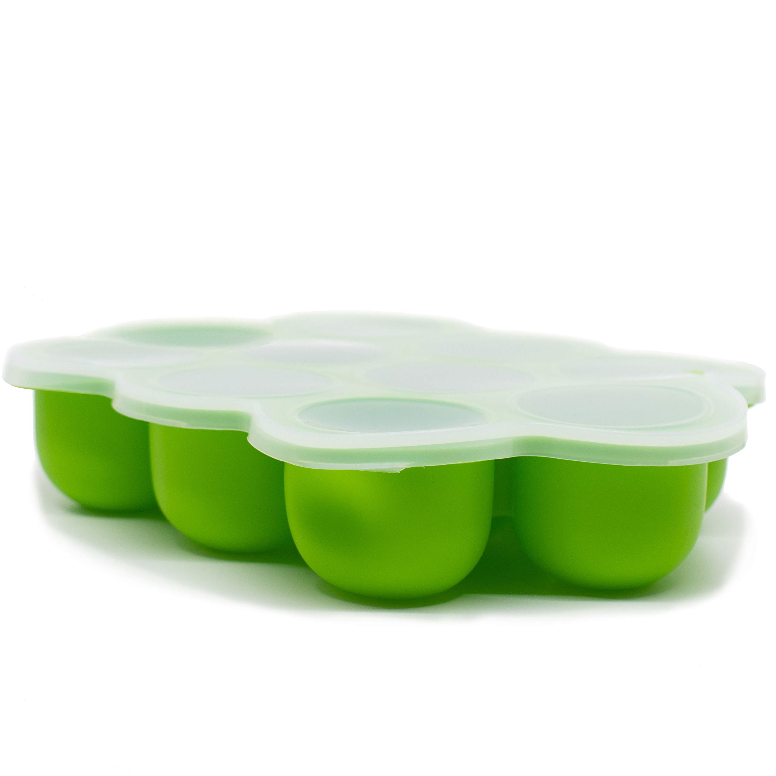 Callowesse Long-Lasting Reusable 10 75ml Compartment Baby Food Storage Tray with Lid, Various Uses, BPA-Free, Dishwasher and Freezer Safe, Bright Colours to Make Batch Cooking and mealtimes Fun-Green