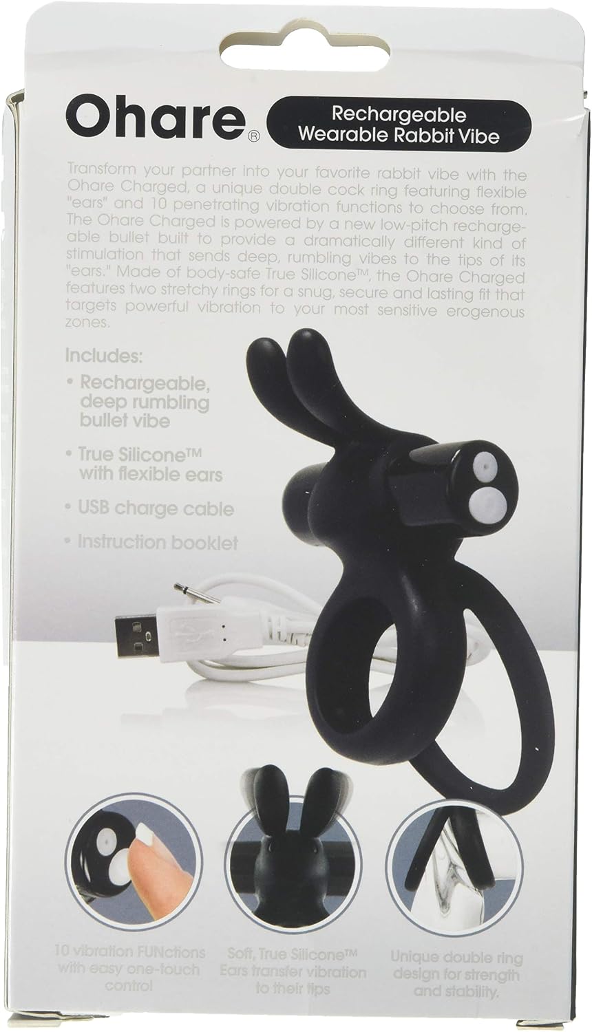 Screaming O Charged Ohare Rechargeable Wearable Rabbit Vibrating Cock Ring, Black, one Size - Image 5