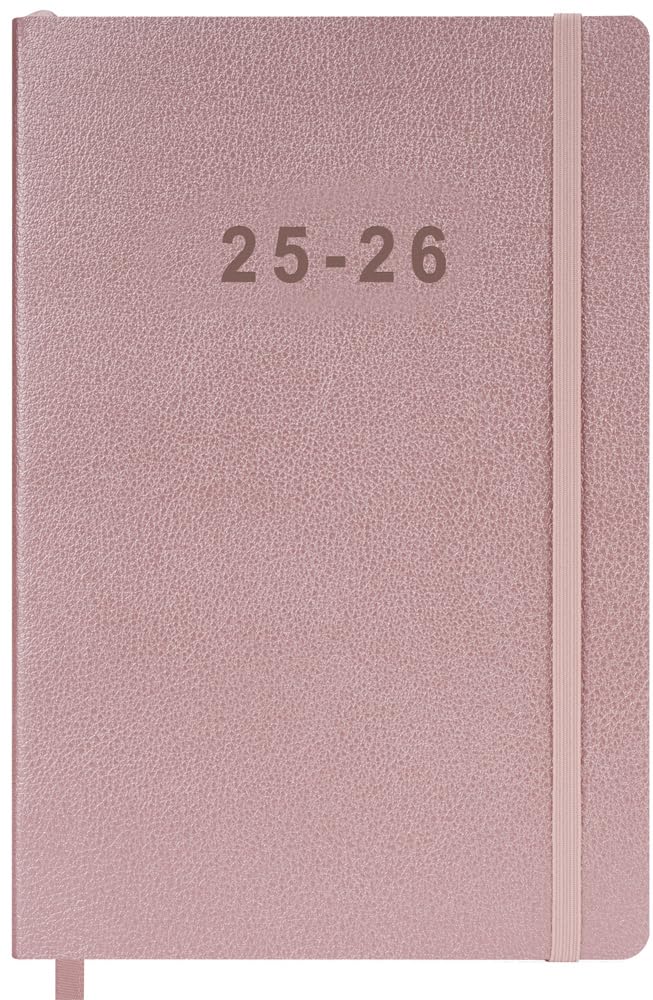 Photo 1 of 2025-2026 Planner - Weekly and Monthly Planner, July 2025 - June 2026, Holidays, Contacts and Notes Pages, Vegan Leather Cover, Elastic Closure, 5.5”x8.25”, Rose Gold