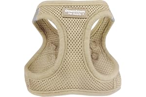 Downtown Pet Supply Step-in Dog Harness – No Pull, Adjustable Padded Mesh with Reflective Trim, Secure Buckle Strap – Comfortable & Breathable Small Dog Harness, Medium, Khaki