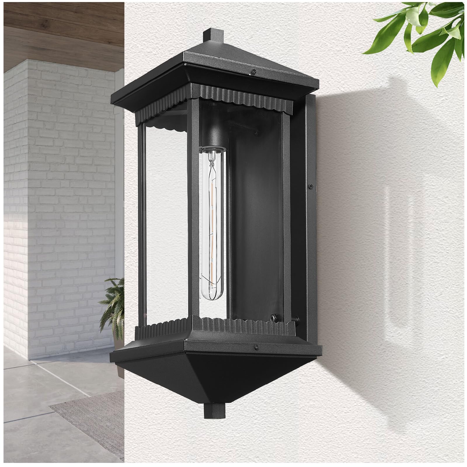 Photo 1 of 20Inch Large Exterior Porch Light Wall Mounted,Modern Waterproof Outdoor Wall Lanterns With Clear Glass,Anti-Rust E26 Outdoor Wall Lights,Matte Black Aluminium Porch Light for Patio Garage Front Door